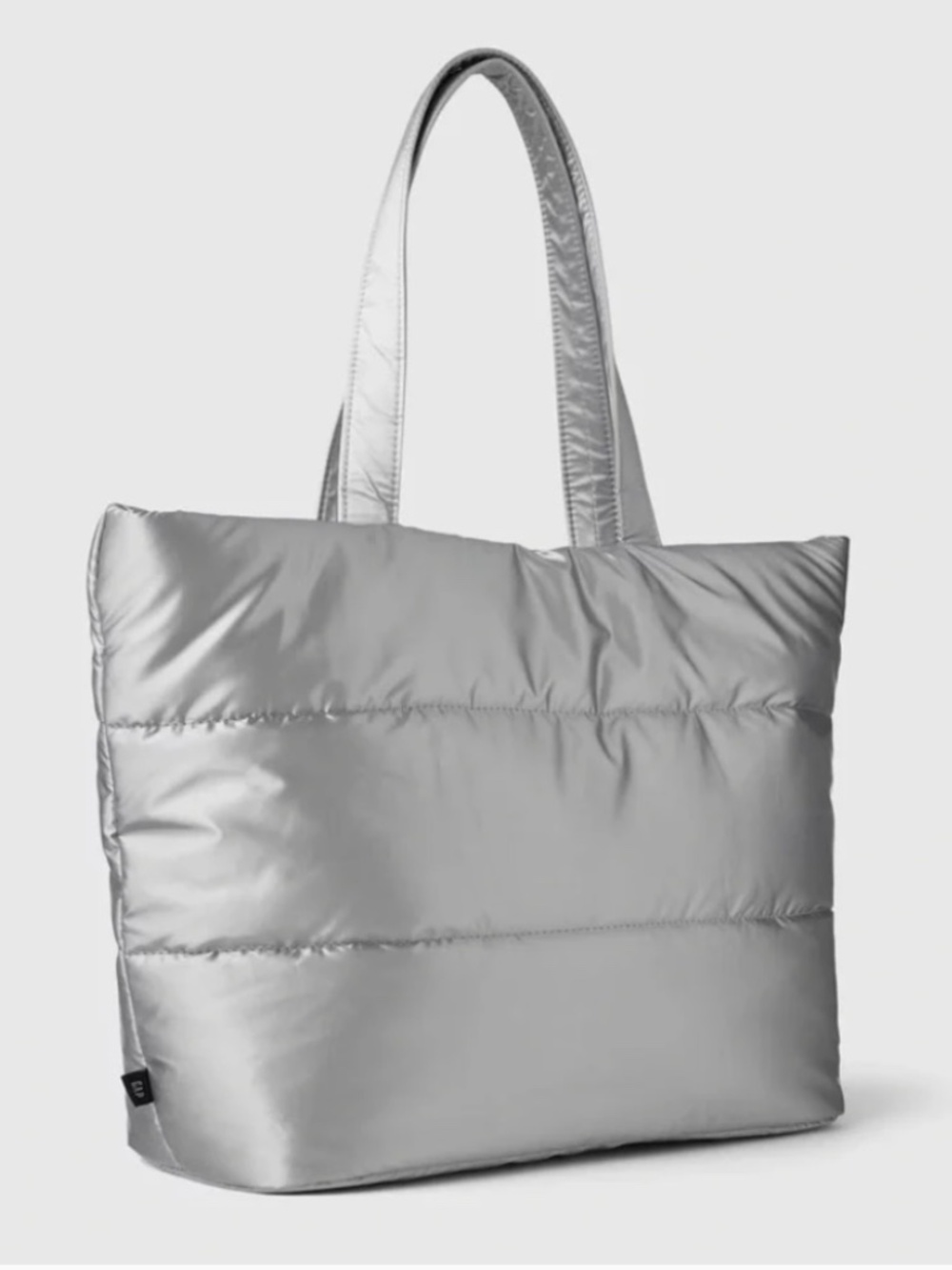 NWT GAP Metallic Large Puffer Tote Bag in Silver
